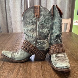 Colt Ford Distressed Teal Leather Cowboy Boot